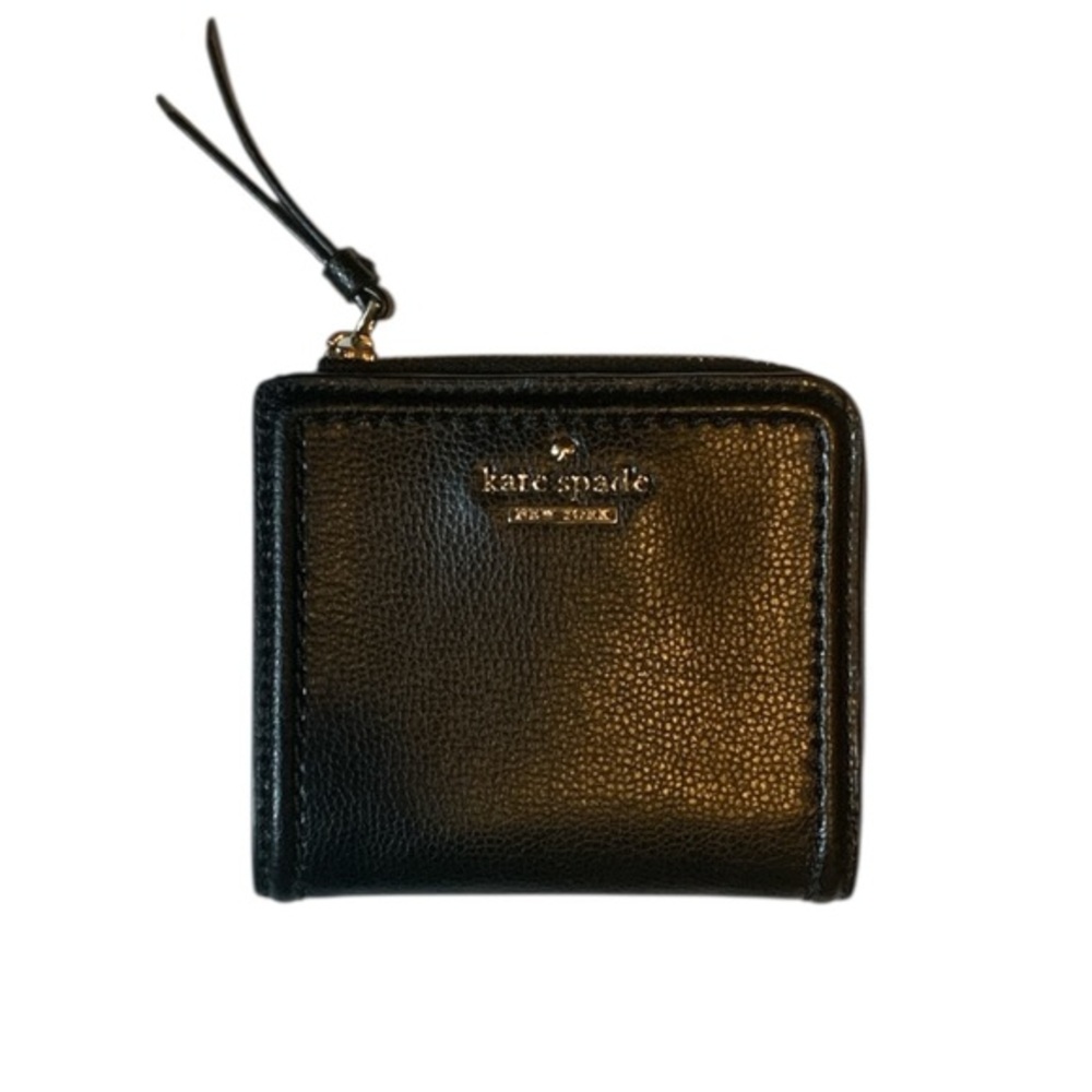 Kate Spade Black Pebbled Leather Patterson Drive Bifold L-Zip Wallet Coin Purse